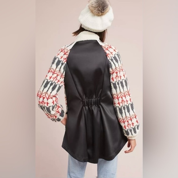 Anthropologie Sleeping on Snow Women’s Intarsia Sherpa Jacket Size M - Picture 2 of 11